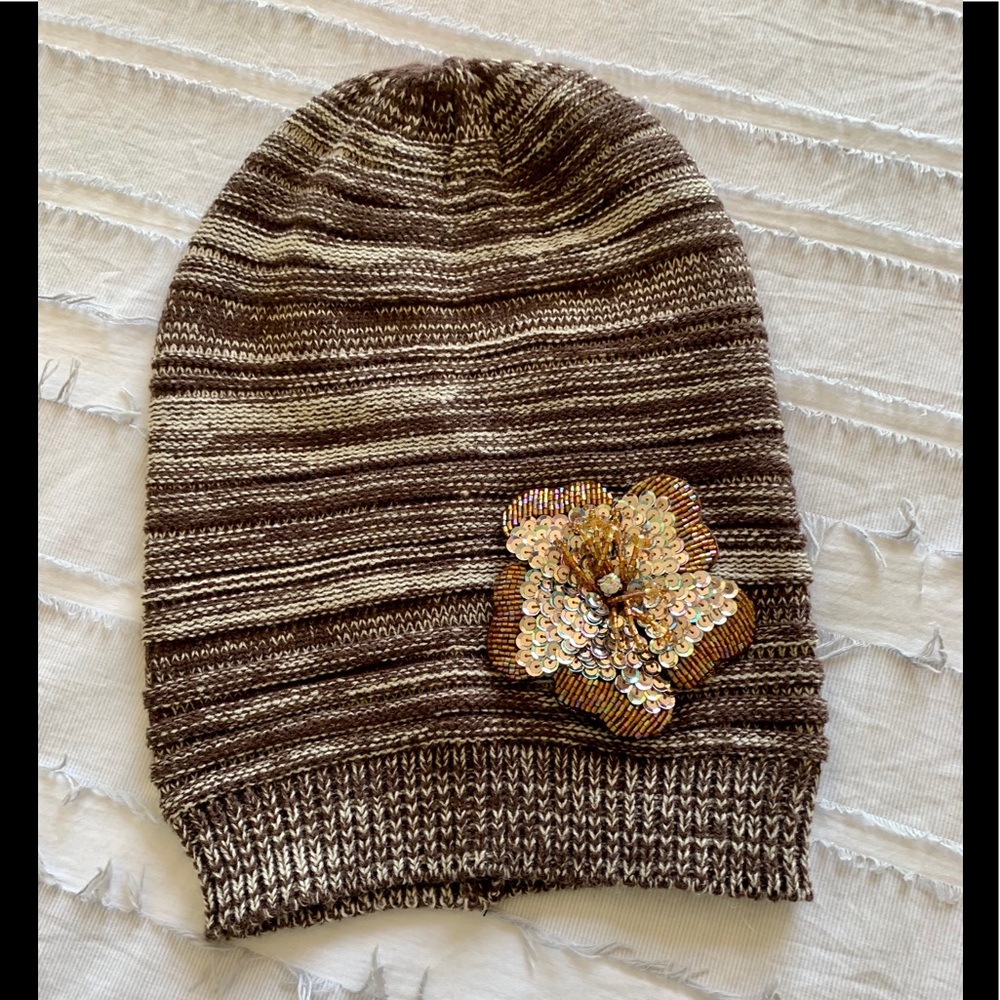Slouchy Beanie with sequin trim